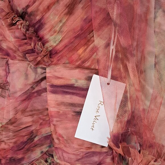 Rose Velvet Tulle Ruffled Layered Mini Dress NWT Misses Size Small - Picture 7 of 13